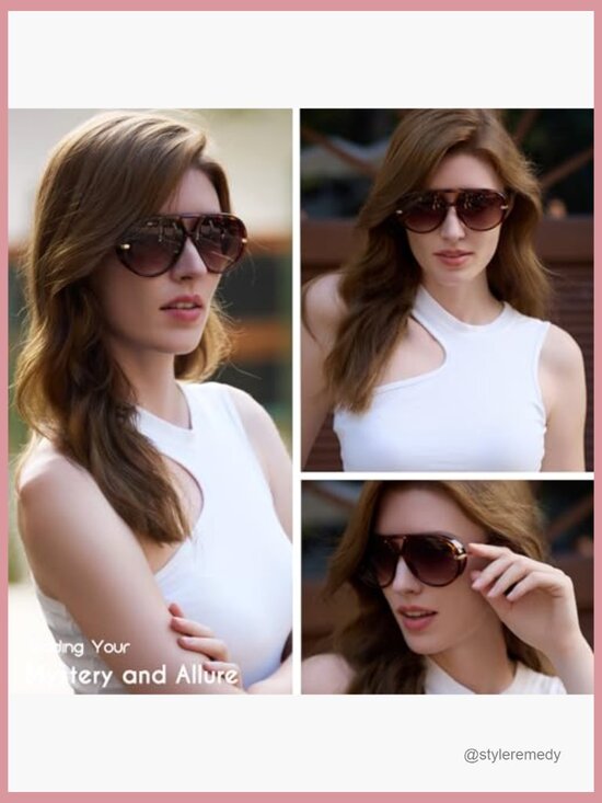 Oversized Aviator Sunglasses with UV400 Protection, Retro Style